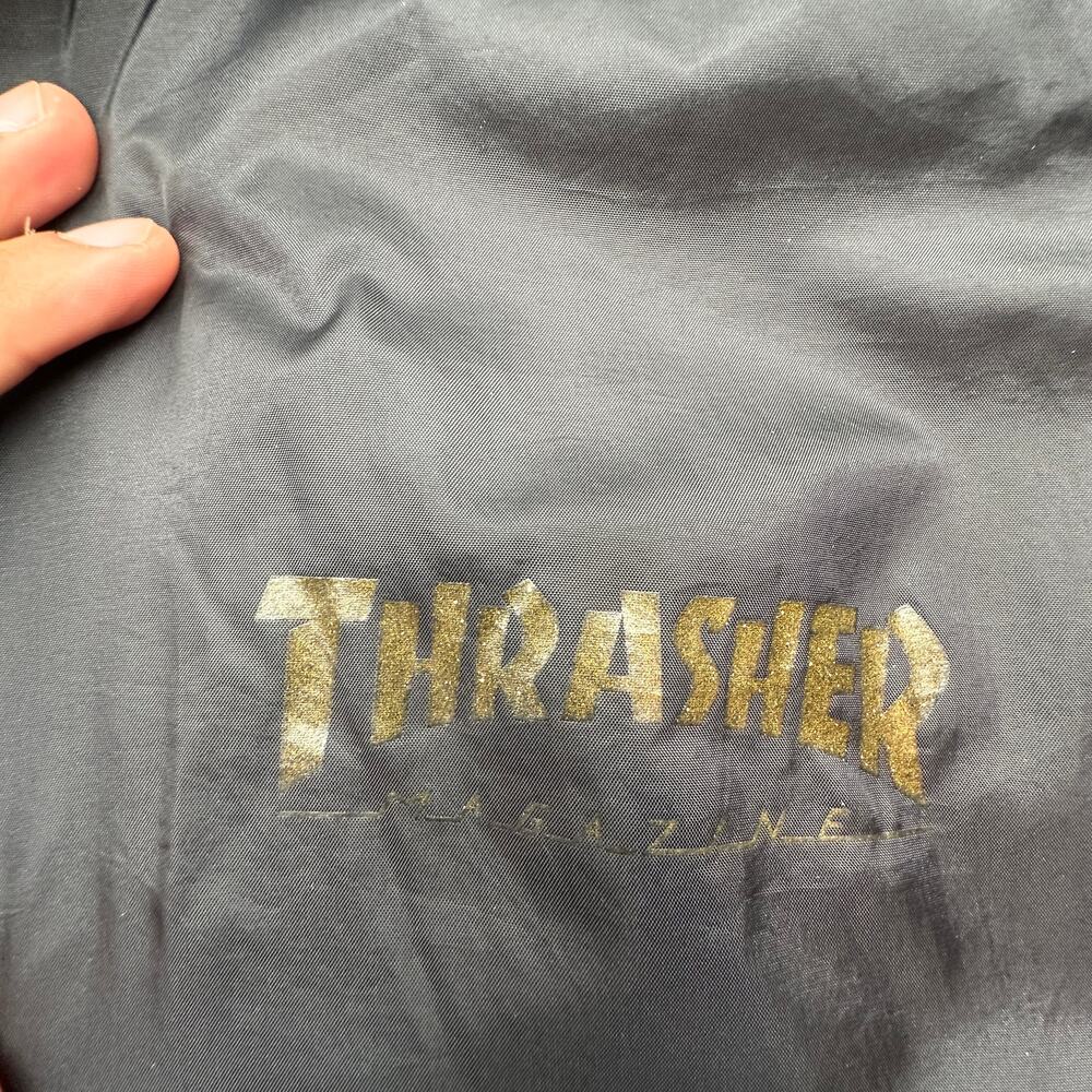 Thrasher Pentagram Coach Windbreaker Jacket Mens XL Black Gold Lined Snap Button - Picture 7 of 16